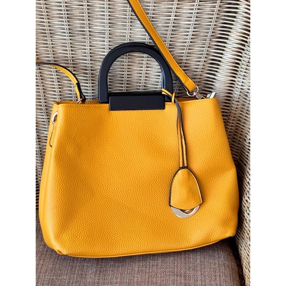 Uddini Faux Leather Purse Handbag with Lucite Handles & Crossbody Strap - Picture 6 of 9